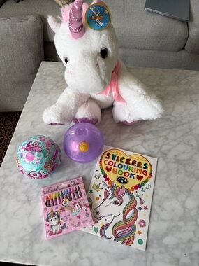 Plush White Unicorn with Unicorn Activity Set